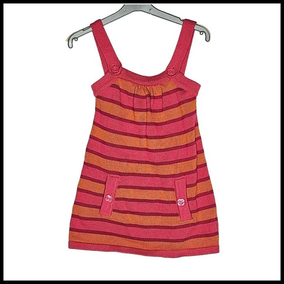 Gymboree FALL‎ HOMECOMING Pink Orange Striped Sweater Jumper Dress 4T - Picture 1 of 4